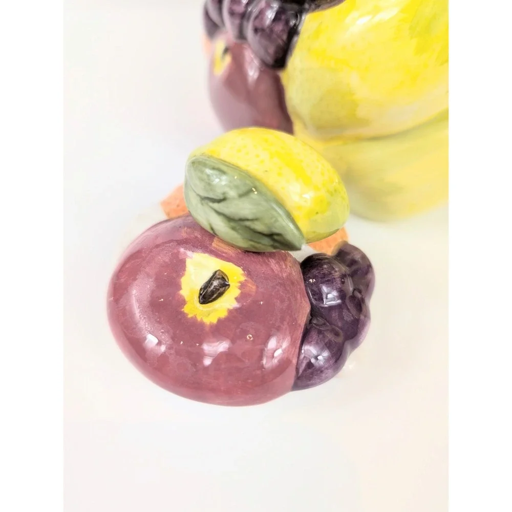 Fruit Cornacopia Tea Pot With Lemon Lid  Hand‎ & Banana Pot Handle Vintage